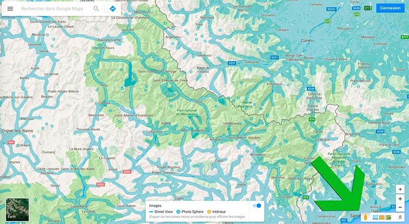 Capture d'écran Google maps pour l'utilisation du mode "Street View"